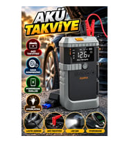 Akü Takviyeli Taşınabilir Hava Kompresörü – Dijital Basınç Göstergeli Powerbank ve LED Işıklı