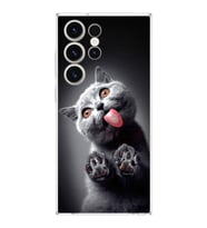 PrintiFy Samsung Galaxy S23 Ultra ile Uyumlu Kedi 2 Kamera Korumalı Şeffaf Kılıf