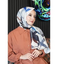 Soyut Desen Bej Soft Pamuk Şal Bej