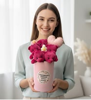 Öğretmenler günü  Kutulu Sevimli Pembe Peluş Ayıcıklar Sınıf öğretmenine hediye