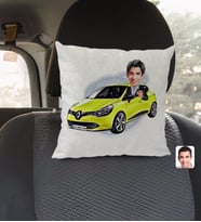 BK Gift Kişiye Özel Plakalı Erkek Renault Megane Karikatürlü Kare Araç Koltuk Yastığı-2