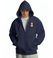 Erkek Shih Tzu Baskılı Oversize Fermuarlı Hoodie (Lacivert)