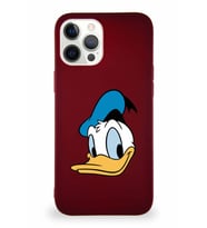 Apple iPhone 12 Pro Max Soft Premier Kapak Donald Duck-B Tasarımlı Silikon Kılıf - Mürdüm (Şeffaf)