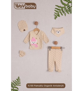VavBaby Organik Hastane Çıkışı 5’li Polar Bear Pembe