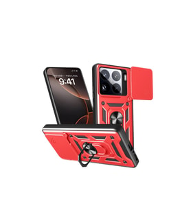 Xiaomi Mi 15 Pro Kılıf Pars Lens Yüzüklü Silikon - Kırmızı