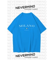 Unisex Baskılı Oversize %100 Pamuk T-shirt (Bebe Mavi)