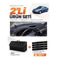 e-biz RENAULT LAGUNA 2 (2002-2005) Uyumlu Torpido Örtüsü + Deri Bagaj Çantası Seti - Siyah - RE033