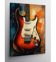 Kanvas Tablo Ahşap Gitar