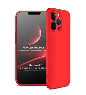 Microsonic Apple iPhone 13 Pro Max Kılıf Double Dip 360 Protective Kırmızı