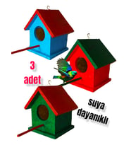ahşap kuş yuvası dış mekan suya dayanıklı 3 adet