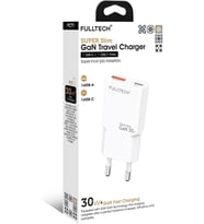 30W Gan Süper Ince Hızlı Şarj Adaptörü 1X Usb-A + 1X Usb-C Pd 30W & Qc 3.0 Destekl