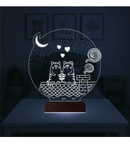 Luvivia Kedi Kalp Çocuk Odası 3D Lamba - Masa Gece Lambası