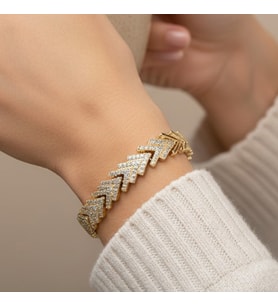 STİL İNCİSİ/XUPING JEWELRY BALIK SIRTI ZİRKON TAŞLI BİLEKLİK (Altın Rengi)