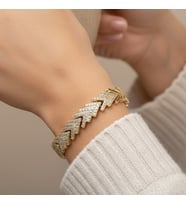STİL İNCİSİ/XUPING JEWELRY BALIK SIRTI ZİRKON TAŞLI BİLEKLİK (Altın Rengi)