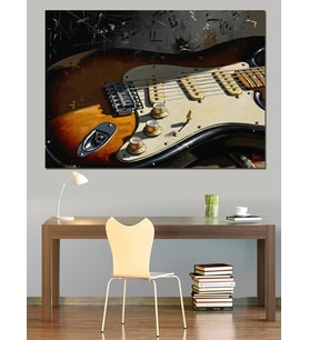 Klasik Elektro Gitar Yakın Çekim Dekoratif Kanvas - Mdf Ahşap Tablo
