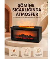 Alev Efektli Aroma Yayıcı Hava Nemlendirici Uzaktan Kumandalı Gece Lambası