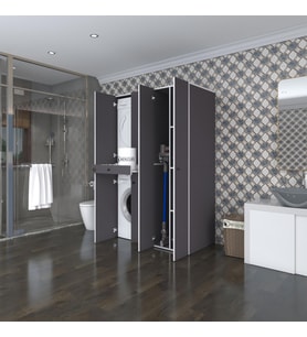 Kenzlife çamaşır-kurutma makinesi dolabı şahrur sağ gri 187*120*60 çekmeceli banyo (Beyaz)