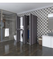 Kenzlife çamaşır-kurutma makinesi dolabı şahrur sağ gri 187*120*60 çekmeceli banyo (Beyaz)