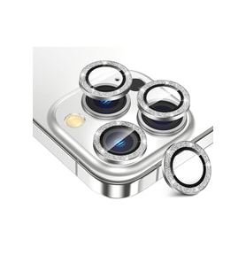 Iphone 16 Pro ve 16 Pro Max Beyaz (White) Titanyum Uyumlu Taşlı Kamera Lens Koruyucu Cam