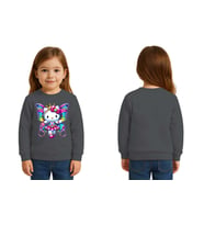 Unisex Hello Kity Baskılı Çocuk Swaetshirt 3 İplik Şardonlu (Füme)