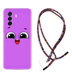 Huawei Nova Y70 Y90 Nova 9 SE  Kılıf Boyun Asklı Rasta Silikon Purple Sweety 1717