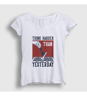 Presmono Kadın Beyaz Think Harder Chess Satranç T-Shirt 341753tt