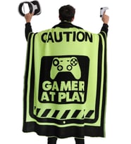 Neon Gamer Yatak Örtüsü,  Desenli El Örgüsü, Nefes Alan Triko Battaniye (Siyah-Neon Sarı)