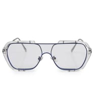 Unisex Lacivert Metal Kenar Şeffaf Cam Gözlük Hafif Şeffaf Numarasız Gözlük Modern Tarz