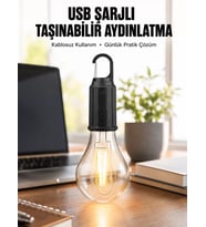 Şarjlı Dekoratif Kamp Lambası Askılı Ampul Led Işık Type-C Girişli
