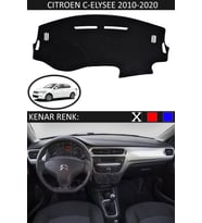 Citroen C-elysee 2010-2020 Için Uygun Torpido Koruma Halısı Siyah Kenar Renk Siyah