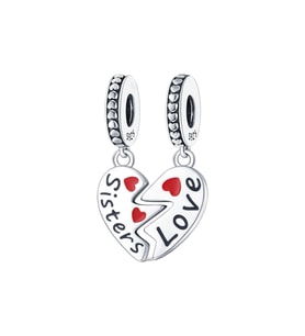 Kız Kardeş Sevgisi İkili Charm  925 Ayar Gümüş