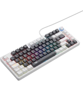 RGB Mekanik Gaming Klavye, Double Shot Dayanıklı Tuş Takımı, 26 Tuş Anti-Ghosting, Ekstra Tuş Takımı, N-Key Rollover, Örgü Kablo, Beyaz - Siyah Kırmızı Switch Oyuncu Klavyesi KB-08