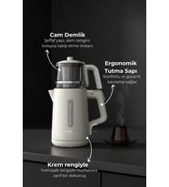 Bambum Force  Cam Demlikli Çay Makinesi (Beyaz)