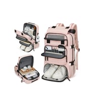 Ayakkabı Bölmeli Su Geçirmez Spor & Seyahat Sırt Çantası – 30L – 16” Laptop Bölmeli (Pembe)