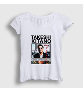 Presmono Kadın Beyaz Beat Takeshi Kitano T-Shirt 368438tt