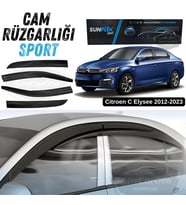 Sunplex Citroen C Elysee 2012-2023 Uyumlu Spor Cam Rüzgarlığı Seti Piano Black 4'lü Parlak Siyah