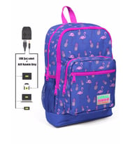 Coral High Kids Dört Gözlü Kız Çocuk İlkokul Çantası - Flamingolar Baskılı - USB+AUX Soketli
