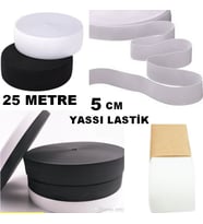 Lastik Sert Yumuşak Çamaşır Don Etek Bel Paça Bebe Lastiği Yassı Yumuşak 5 Cm Beyaz 25 Mt