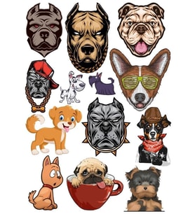 Köpekler Sticker Set-6 13 Parça Telefon, Tablet, Defter, Laptop Sticker