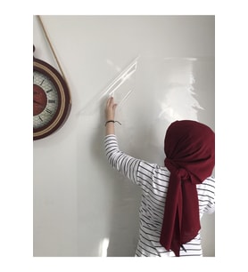 2 Adet Şeffaf Akıllı Kağıt Tahta 100x100 Cm Şeffaf Yazı Tahtası Kalem Hediye
