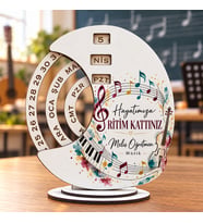 Kişiye Özel İsimli Müzik Öğretmeni Ahşap Sonsuz Takvim - 24 Kasım Öğretmenler Günü Hediyesi