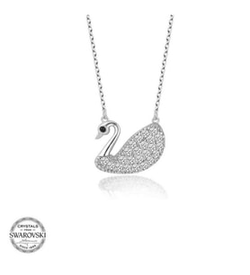 SWAROVSKİ TAŞLI KUĞU 925 AYAR GÜMÜŞ KOLYE
