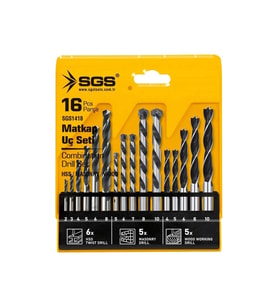 Mey İthalat® Sgs 1418 Ahşap Metal Beton Matkap Ucu Seti 16 Parça