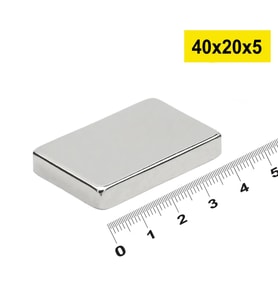 50 Adet 40x20x5mm Neodyum Magnet Güçlü N35 Mıknatıs Köşeli Nikel Kaplama