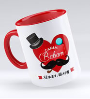 BK Gift Kişiye Özel Canım Babam Tasarımlı Kırmızı Kupa Bardak - Model 4