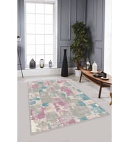 Pembe Turkuaz Vintage Kaymaz Tabanlı Dekoratif Halı SU03 - 100 x 160 cm