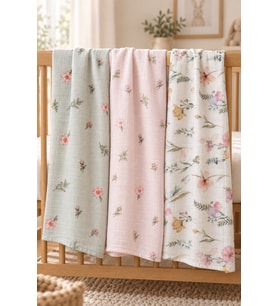 Vanilya Baby %100 Pamuk Çok Amaçlı Yenidoğan Bebek Müslin Örtü 3lü - 80x100cm-Oeko-tex sertifikalı