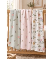 Vanilya Baby %100 Pamuk Çok Amaçlı Yenidoğan Bebek Müslin Örtü 3lü - 80x100cm-Oeko-tex sertifikalı