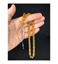 SEVGİLİYE ÖZEL HEDİYE ATEŞ KEHRİBAR TESBİH SARI RENKLİ KESME KESİM 10,5MMX6,5MM H-1659.