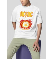 AC DC Highway To Hell Baskılı Unisex Oversize Rock Metal Tişört